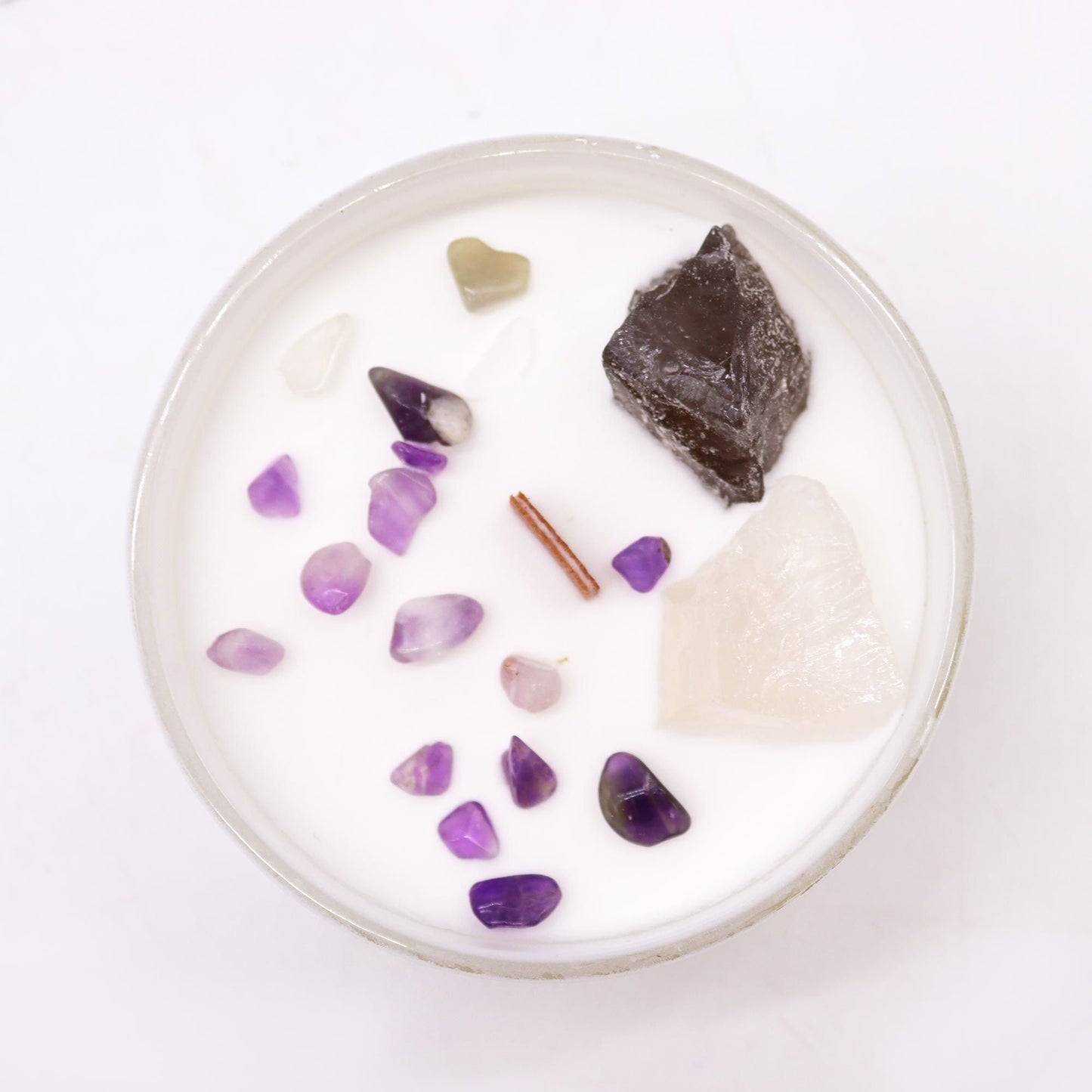 Vela del Chakra de la Corona con piedras naturales – Celestita & Selenita | namariKS