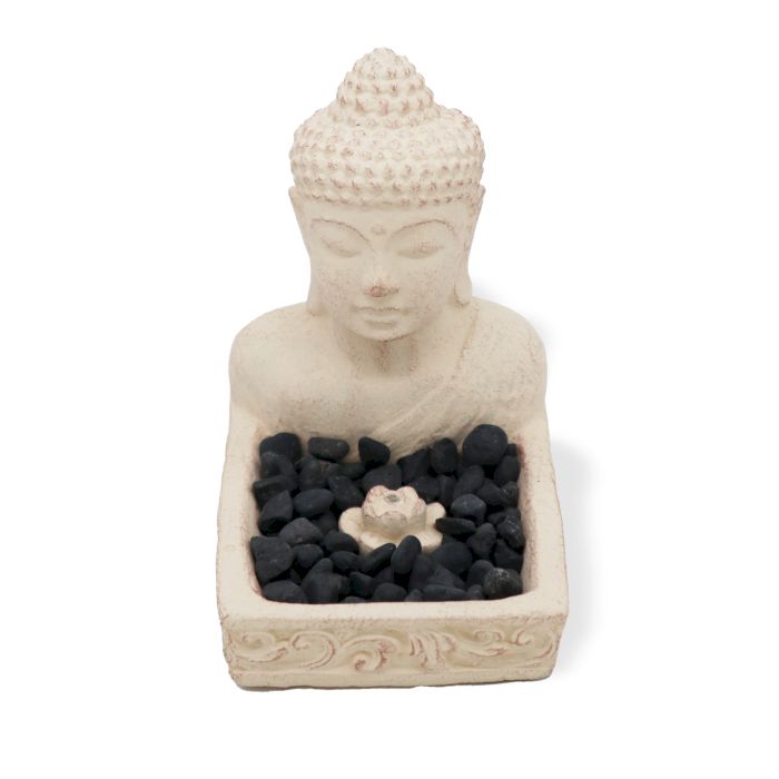 Quemador de Incienso Buda Feng Shui de Hormigón – Color Crema