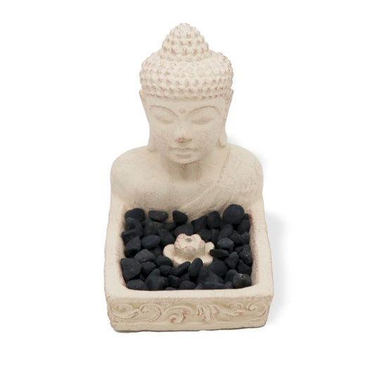Quemador de Incienso Buda Feng Shui de Hormigón – Color Crema
