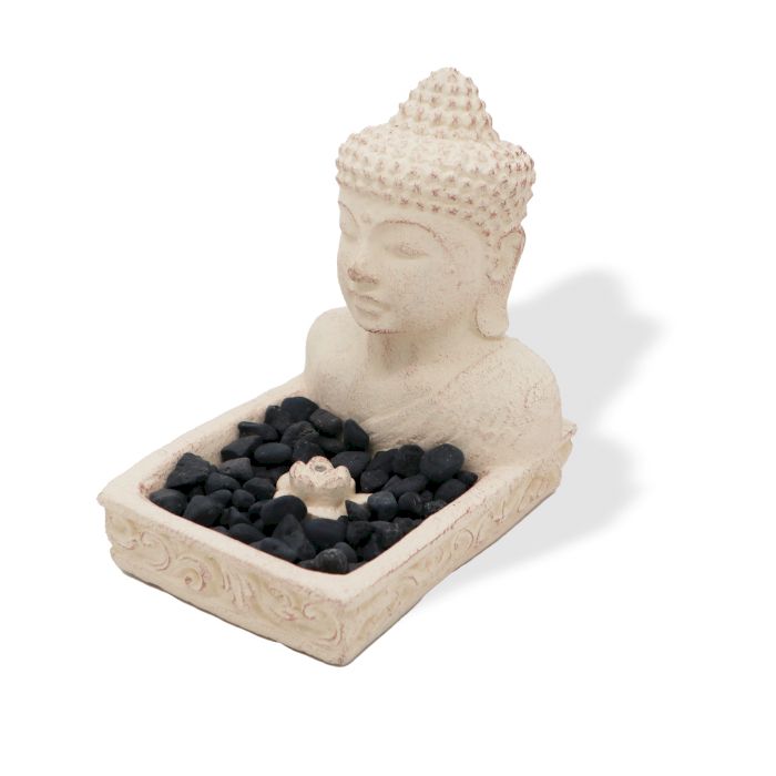 Quemador de Incienso Buda Feng Shui de Hormigón – Color Crema