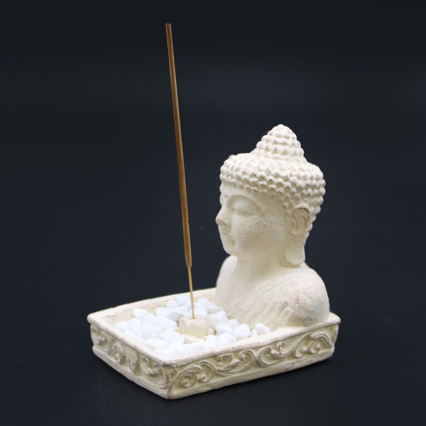 Quemador de Incienso Buda Feng Shui de Hormigón – Color Crema
