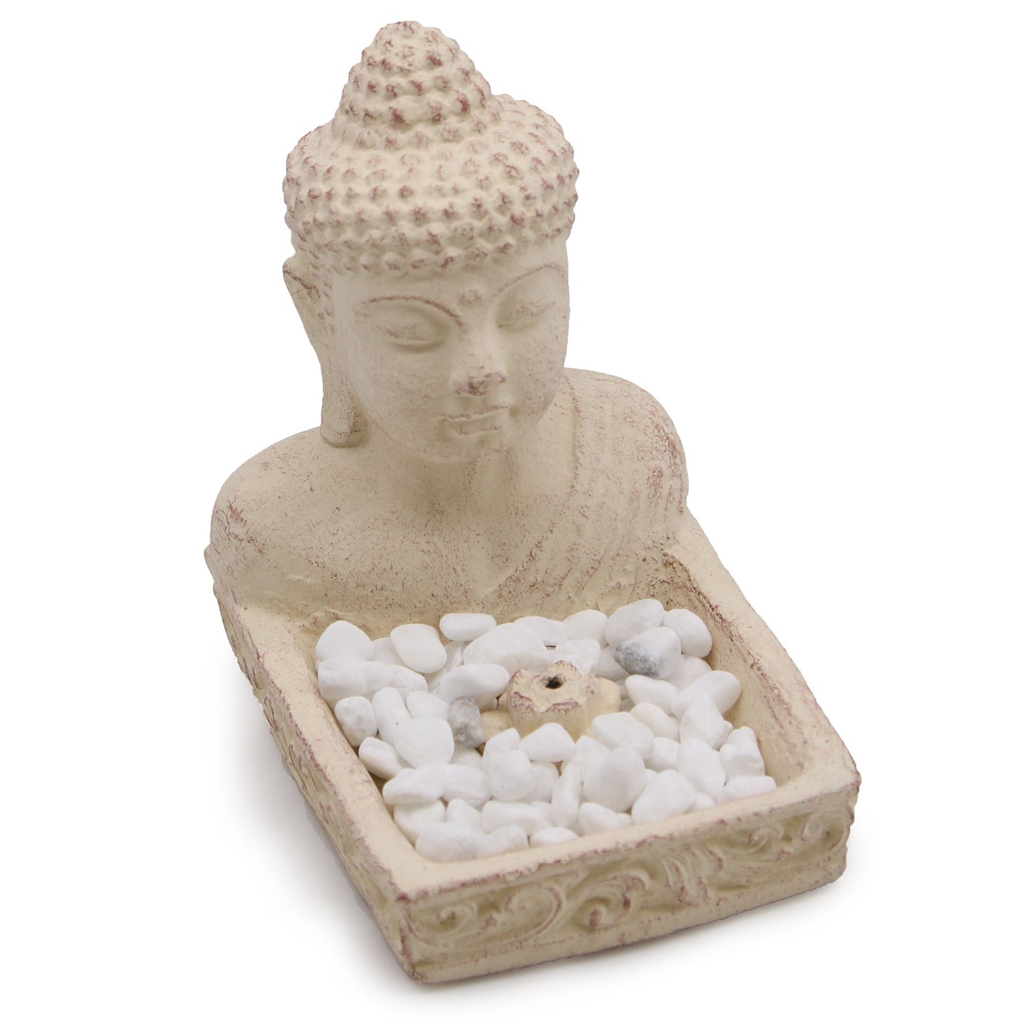 Quemador de Incienso Buda Feng Shui de Hormigón – Color Crema