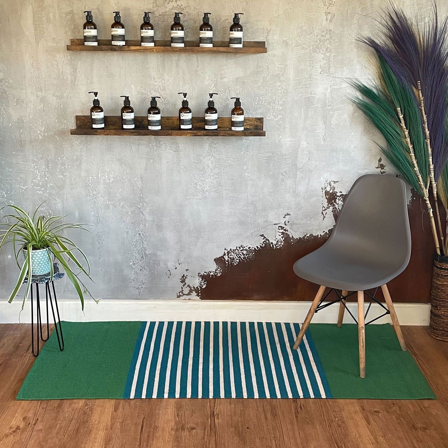 Alfombra India de Algodón - 70x170cm - Azul / Verde