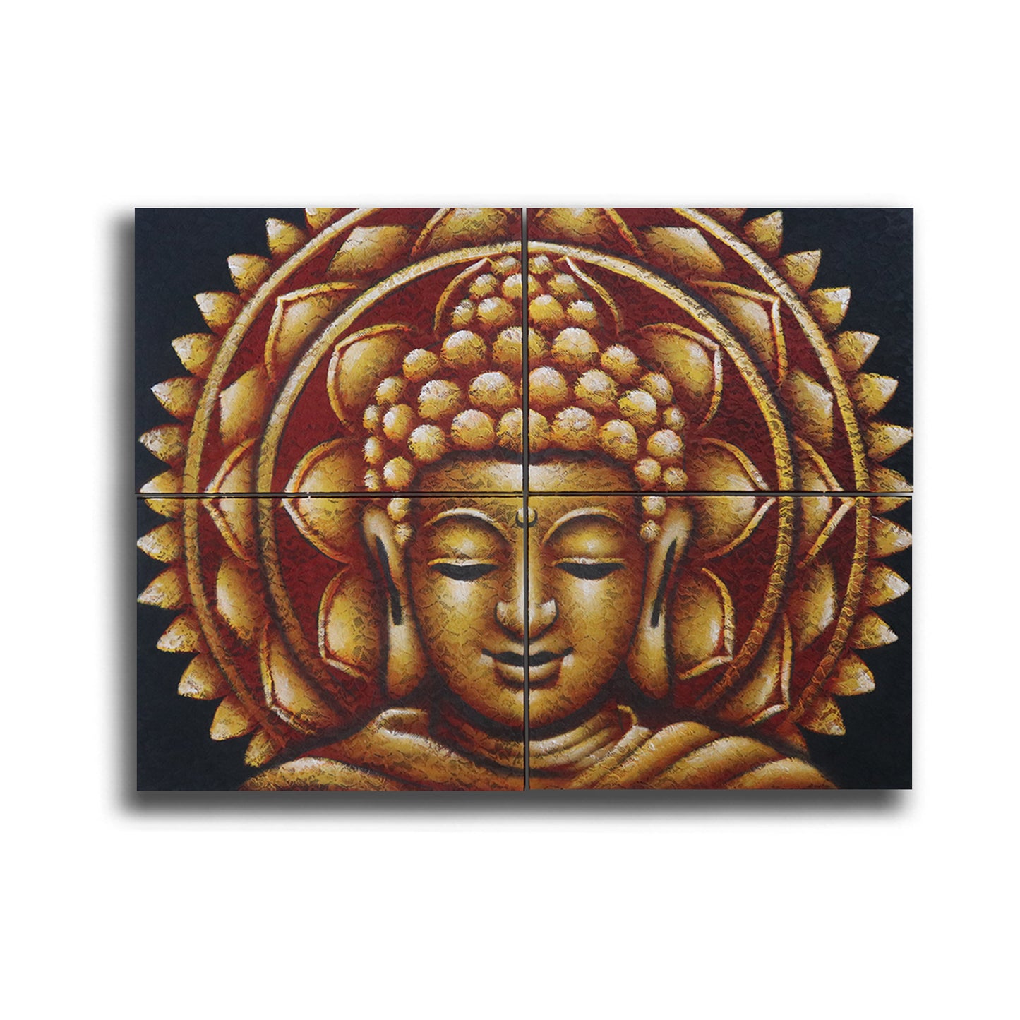 Detalle de Brocado de Mandala de Buda Dorado 30x40cm x 4