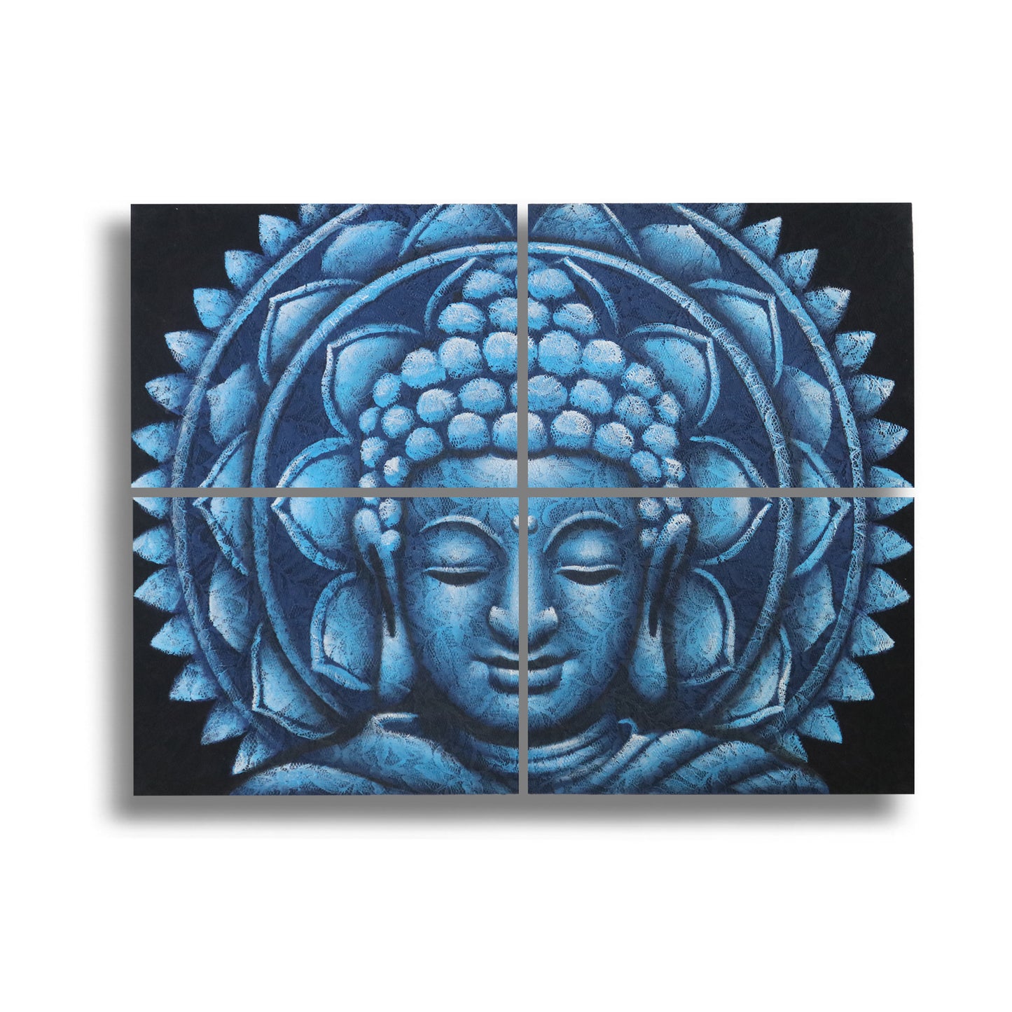 Detalle de Brocado de Mandala de Buda Azul 30x40cm x 4