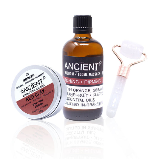 Cuidado Facial Piel Normal – Set Completo con Rodillo, Aceite y Arcilla Roja