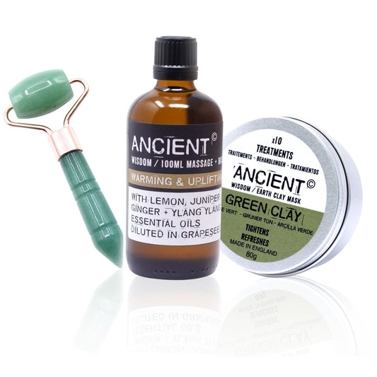 Cuidado Facial Piel Grasa – Set Completo con Rodillo, Aceite y Arcilla Verde