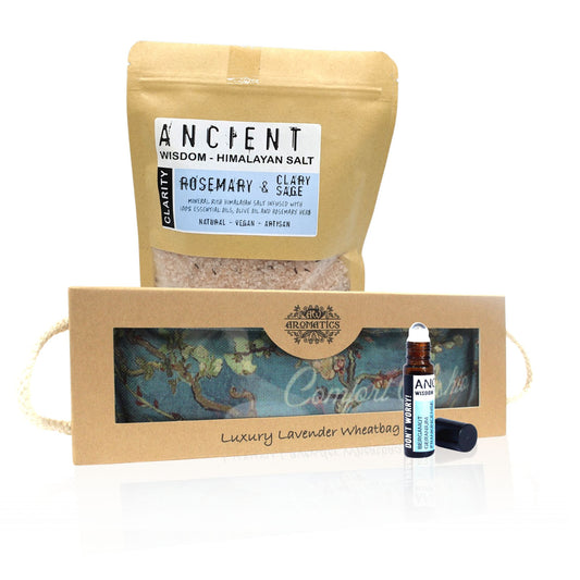 Set Bienestar Aromático – Sales de Baño, Bolsa de Trigo y Roll-On