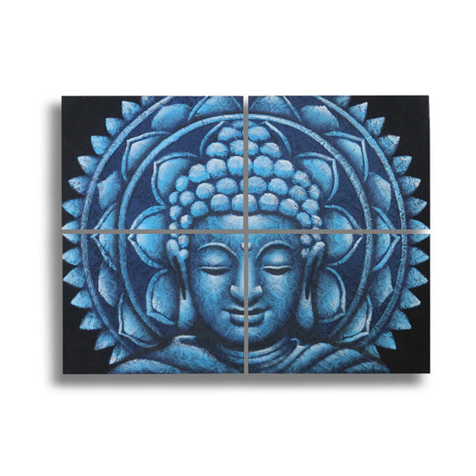 Detalle de Brocado de Mandala de Buda Azul 30x40cm x 4